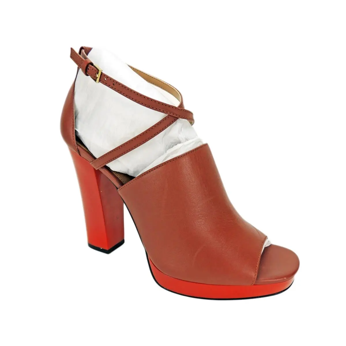 Calvin Klein Women`s Baida Strappy Platform Sandals Brandy Brown Red Size 9 M