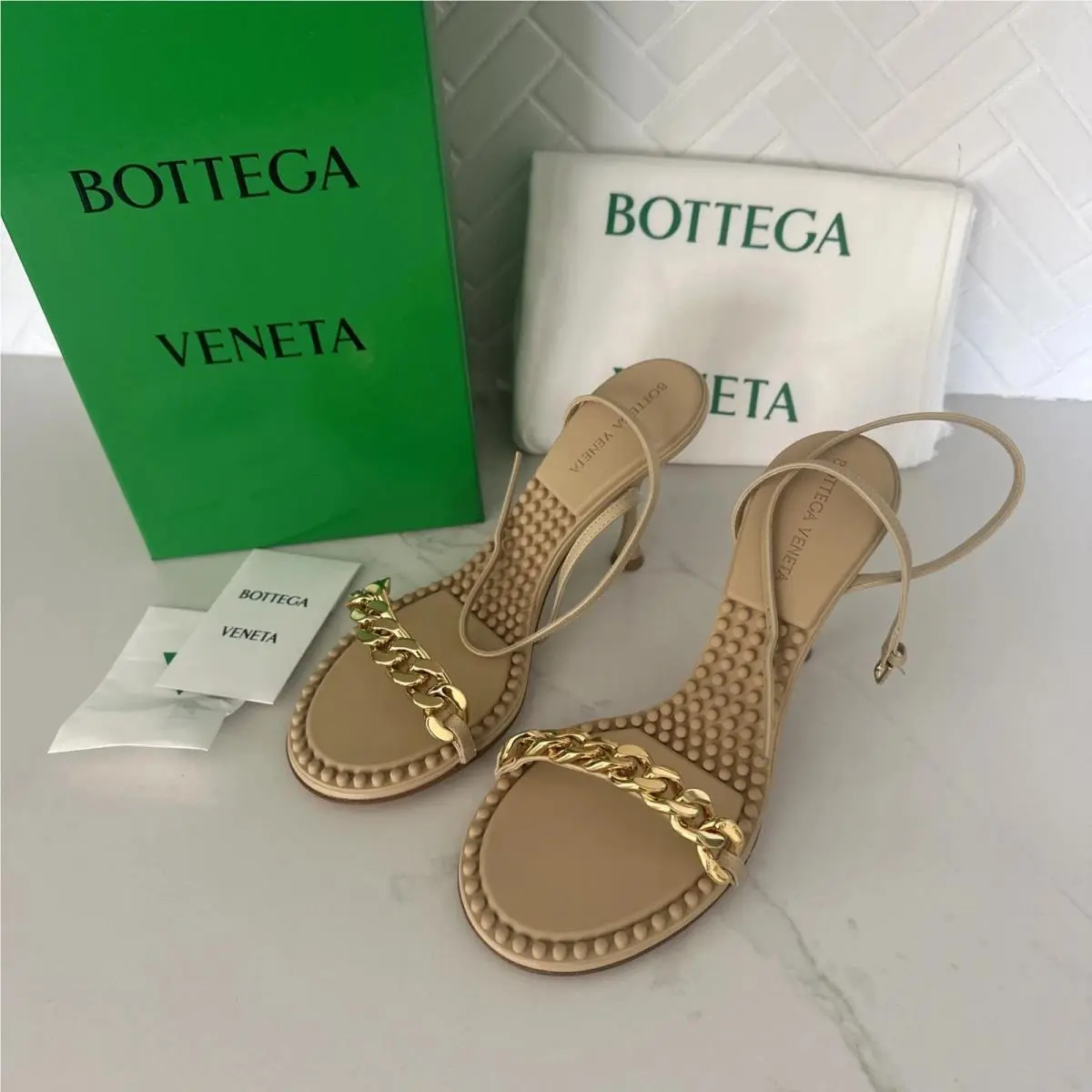 Bottega Veneta Dot Ankle Strap Sandals Size 38 US 7.5 - 8