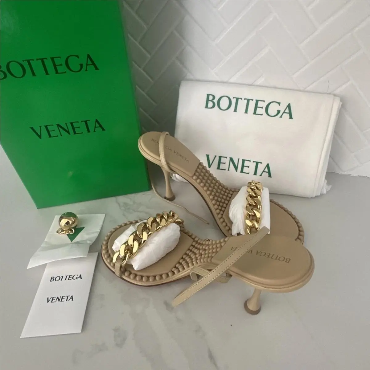 Bottega Veneta shoes - Dot Ankle Strap Sandal - Dot Ankle Strap Sandal - 667178 VBSF0 2624 - Beige 0