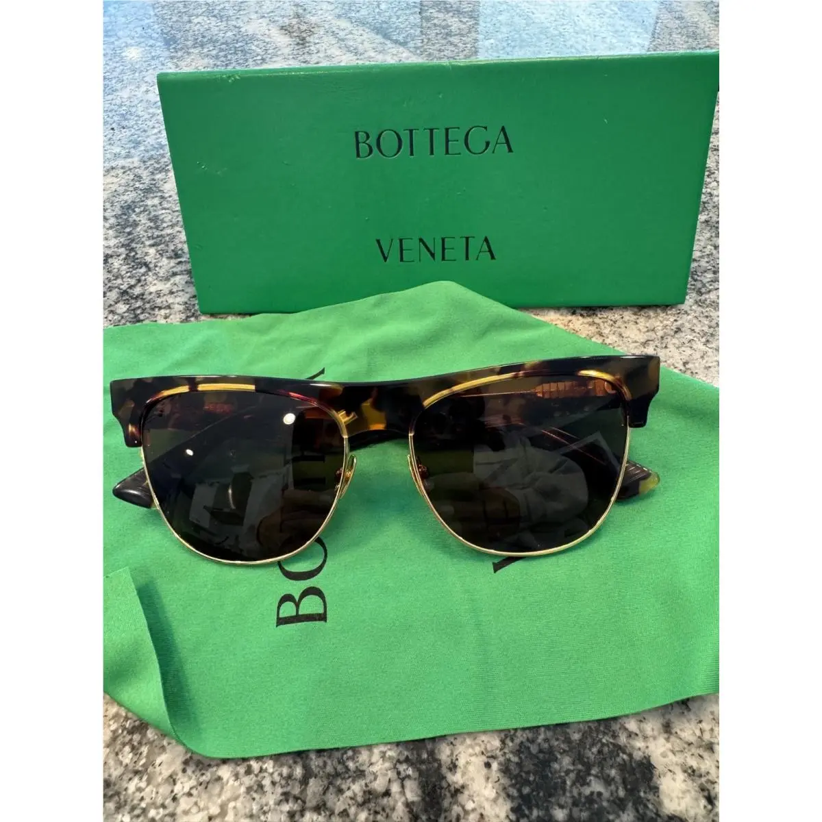 Womens 03 Sunglasses Tortoise Gold Browline by Bottega Veneta