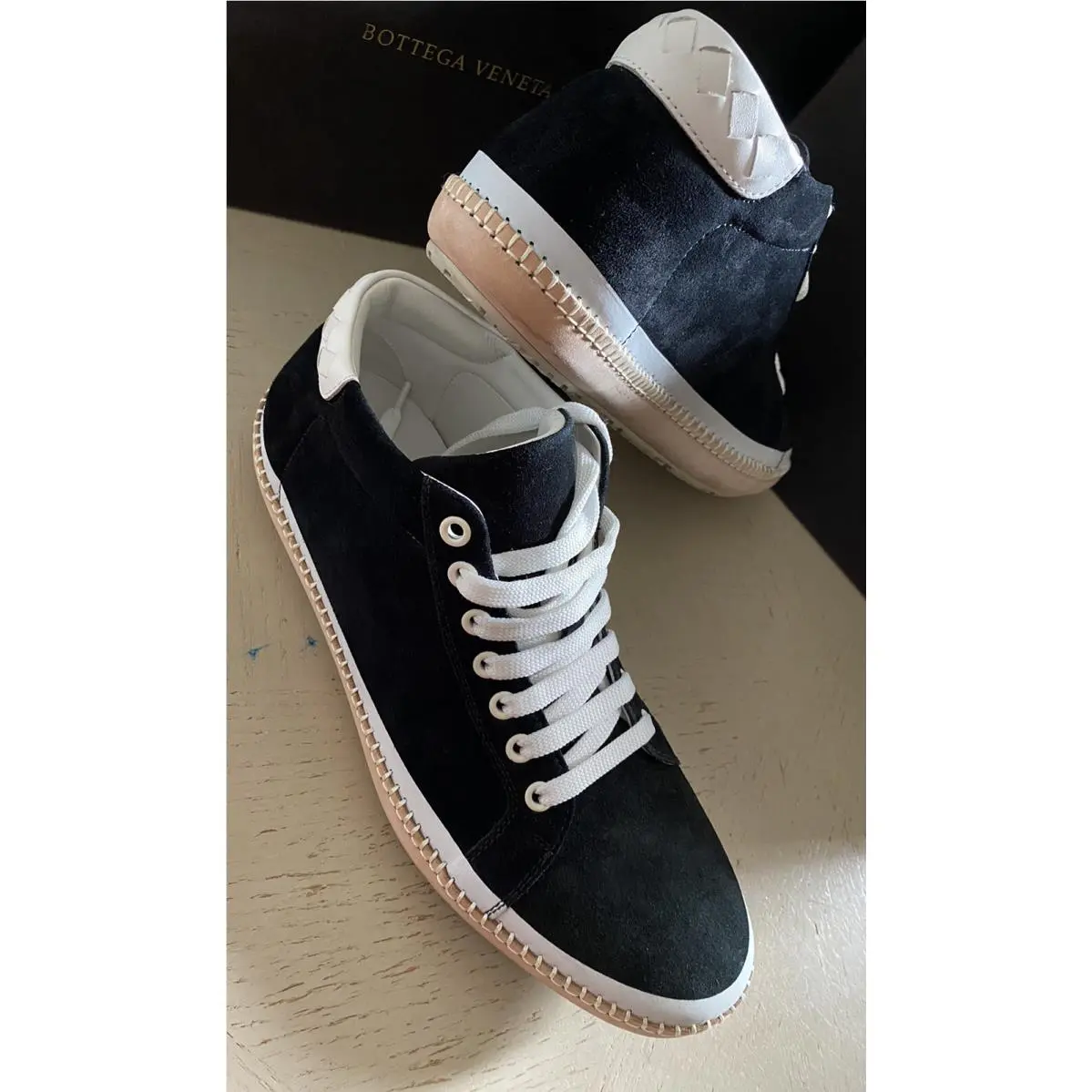 Bottega Veneta Men Suet/leather Sneaker Shoes Black 7.5 US/40.5 Eu