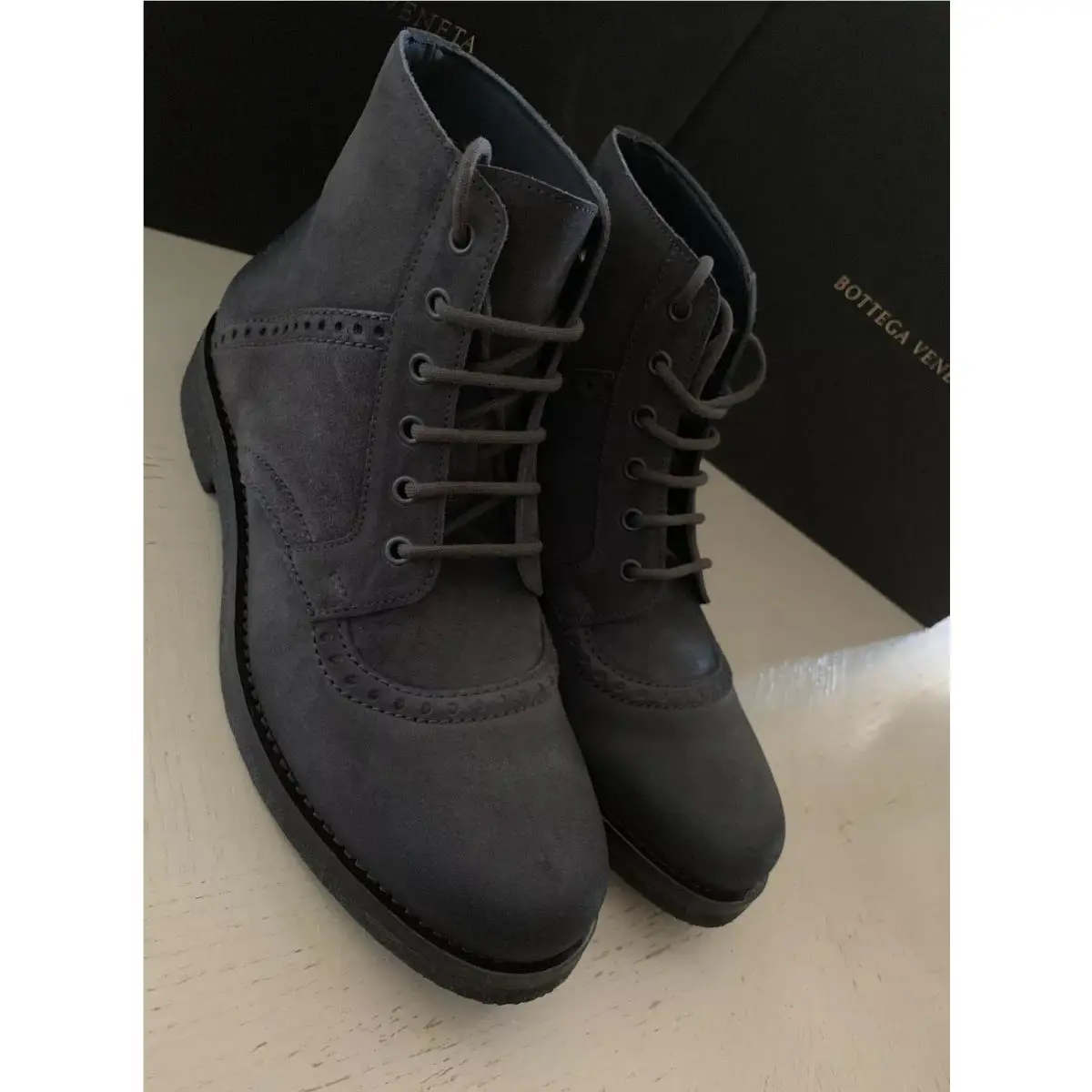 Bottega Veneta Mens Leather Boots Shoes DK Gray 8.5 US/41.5 Eu