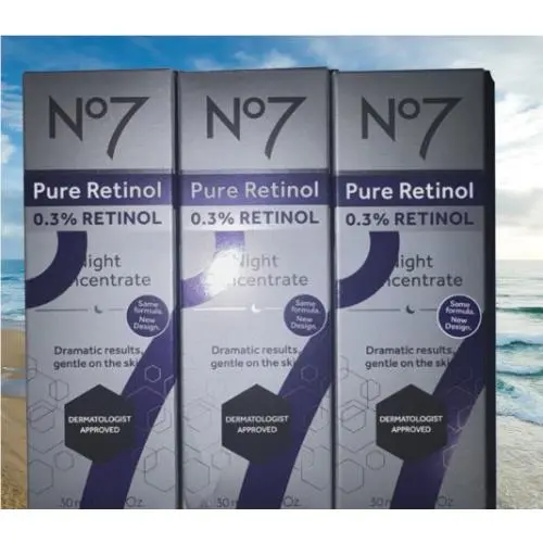 NO7 Pure Retinol 0.3% Retinol Night Concentrate 1 Oz. Boxed Lot OF 3 Pieces by No7