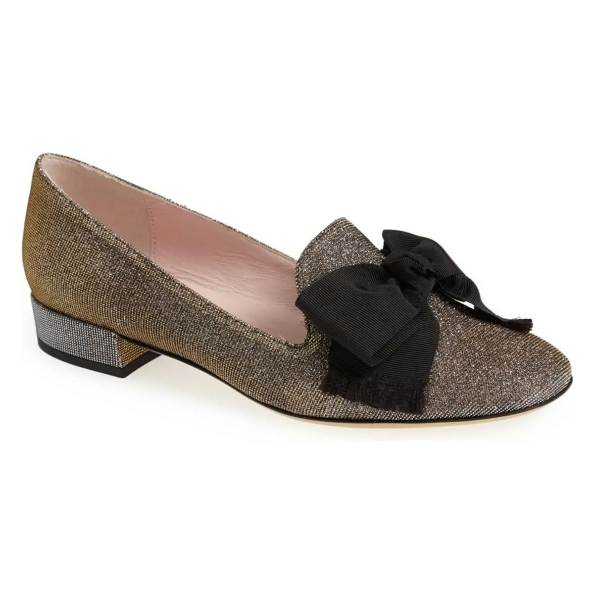 Kate Spade New York Bronze Textile / Leather Gino Bow Loafer Shoe 8.5 B
