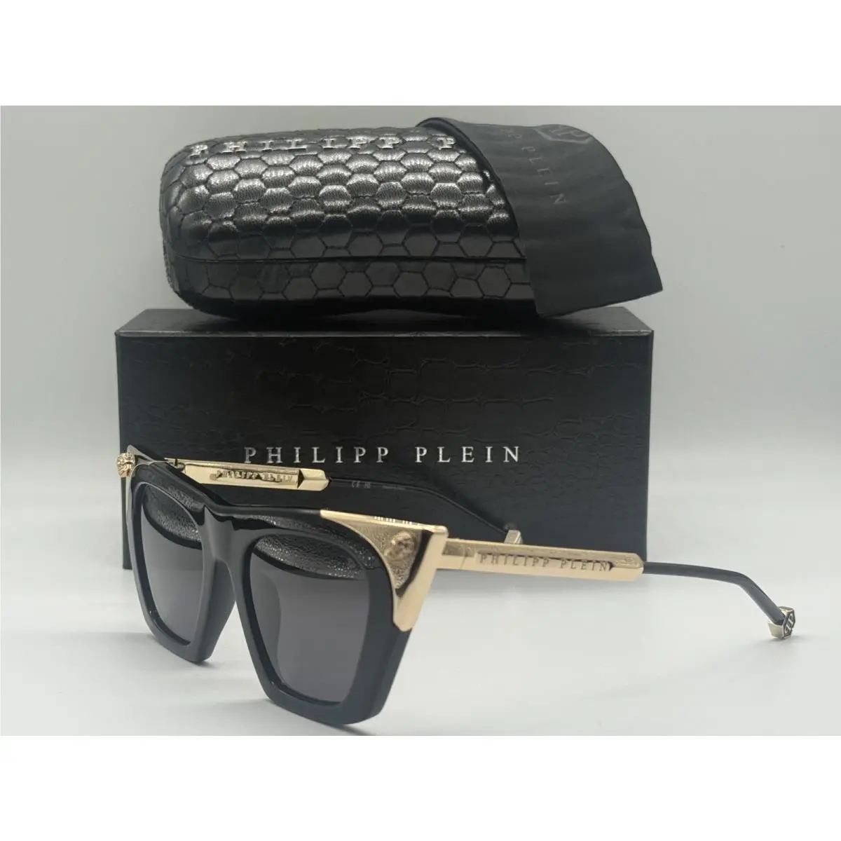 SPP134S Col. 0700 Black Gold Sunglasses Frame RX 52-20 by Philipp Plein