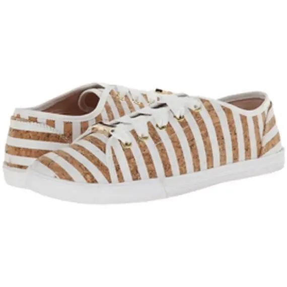 Mib Kate Spade Lodero White Striped Gold Glitter Cork Women`s Sneaker Size 5.5 M