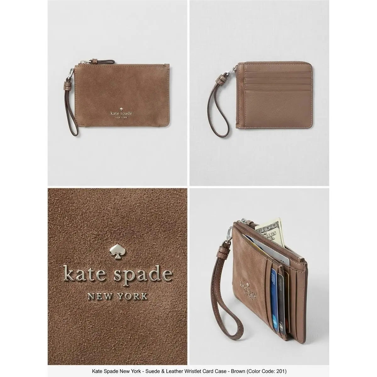 Kate Spade New York Loop Suede Zip Card Case