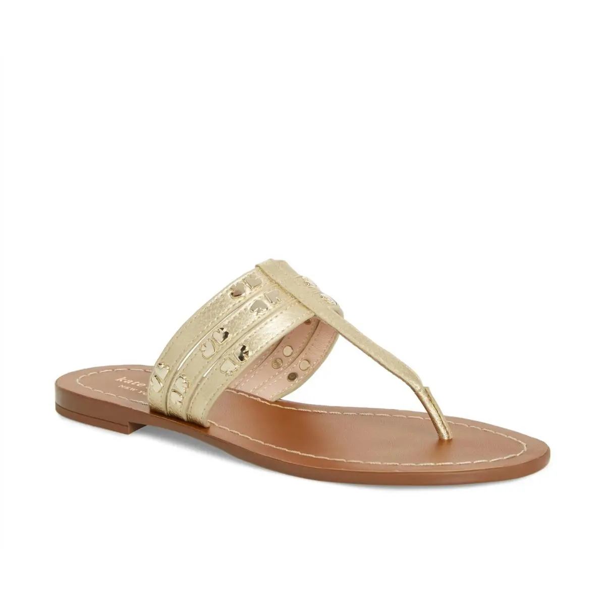 Kate Spade New York 254394 Womens Carol Leather Thong Sandal Gold Size 9.5