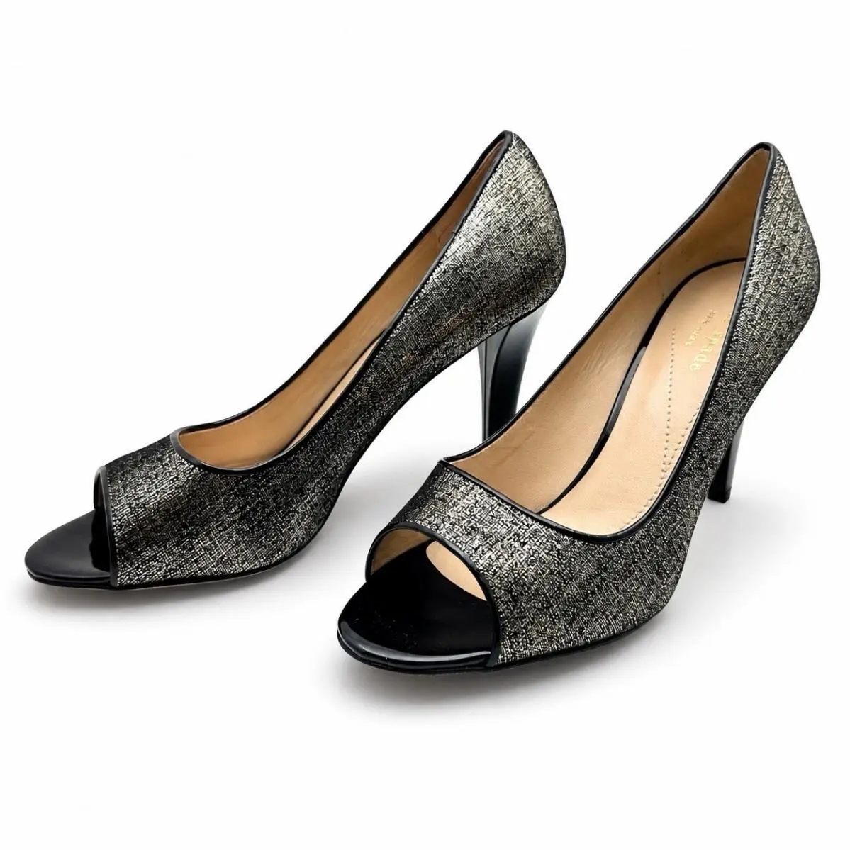 Kate Spade Rare Find Made in Italy Black Gold Pumps Size US8.5 New