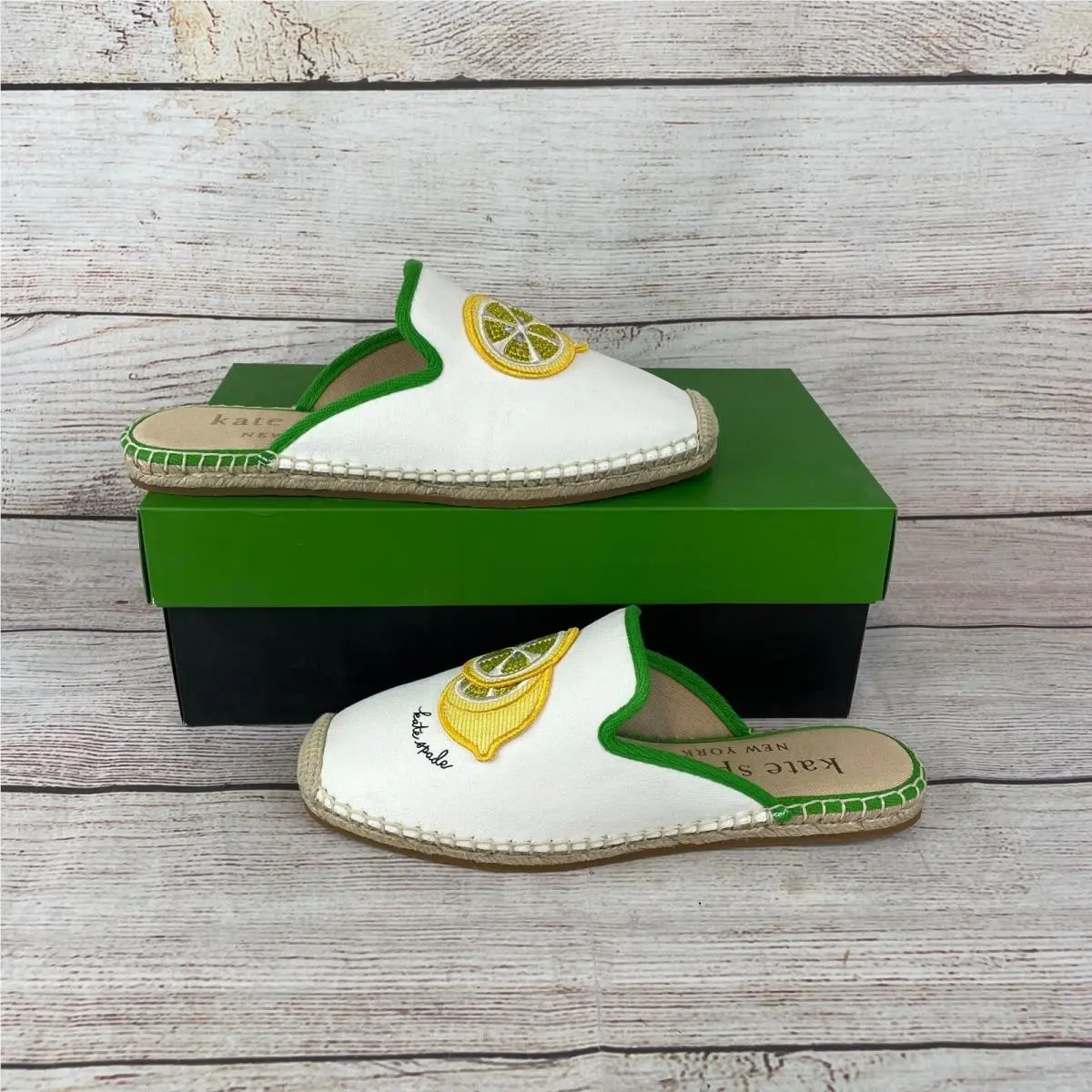 Kate Spade Azura Lemons Womens Sz 6B Espadrille Mules Shoes