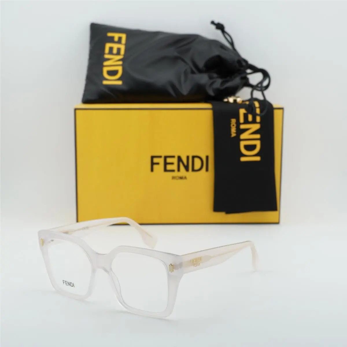 FE50085I 021 Crystal White 53mm Eyeglasses by Fendi