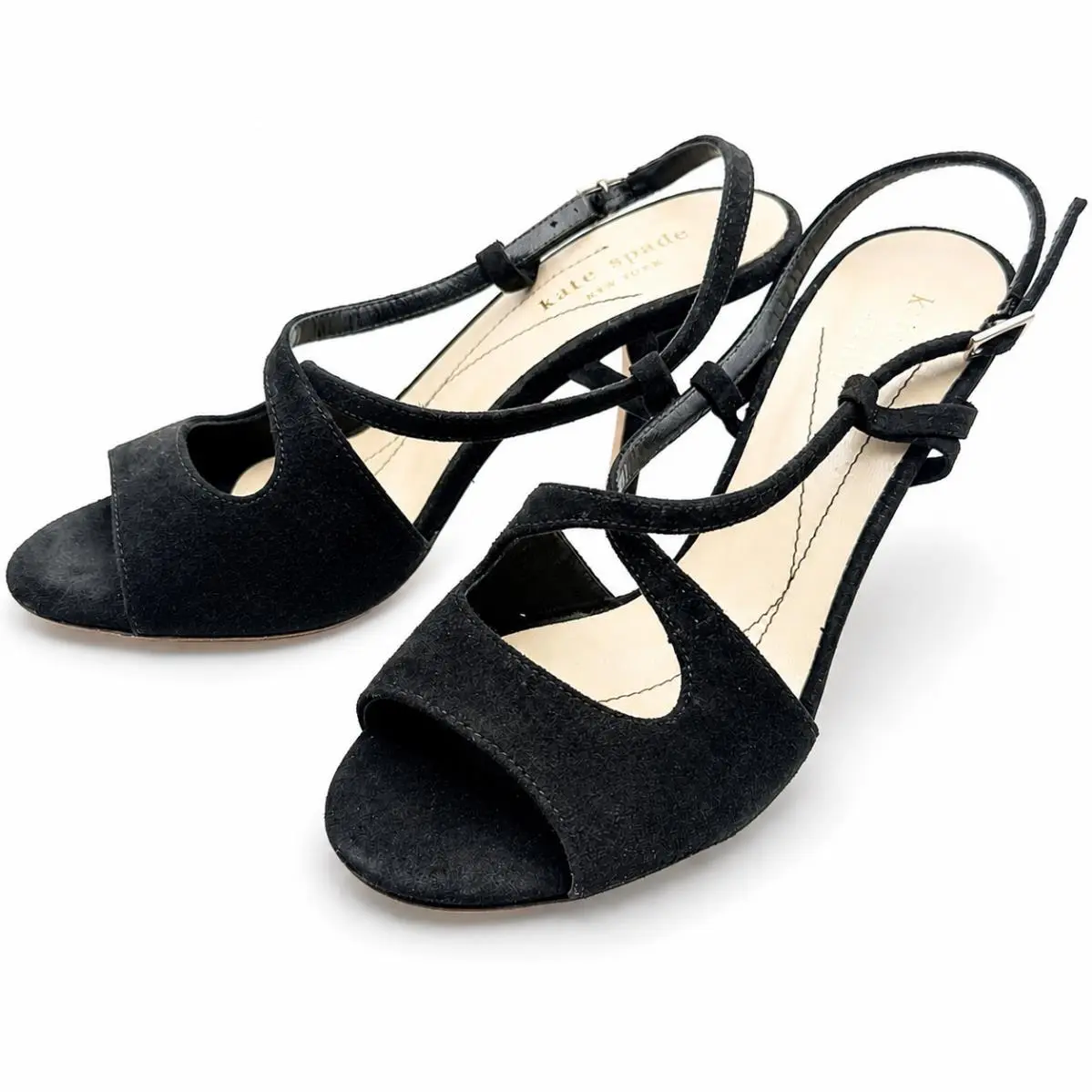 Kate Spade Rare Find Made in Italy Black Suede Sandals Size US5.5 New