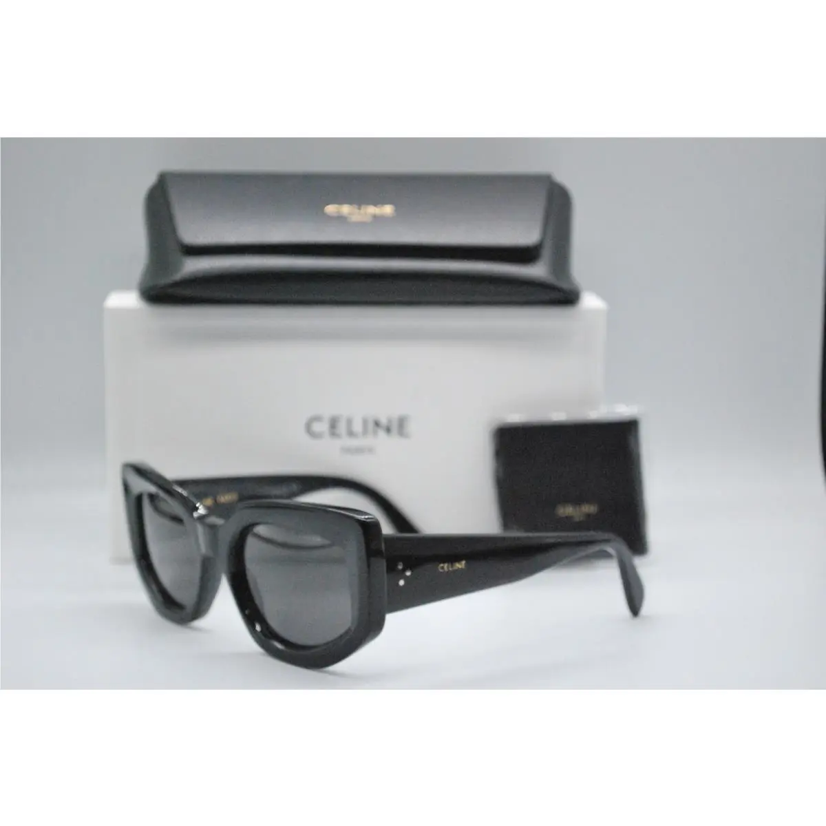 CL40277I 01A Shiny Black Smoke Sunglasses Frame 54-20 by Celine