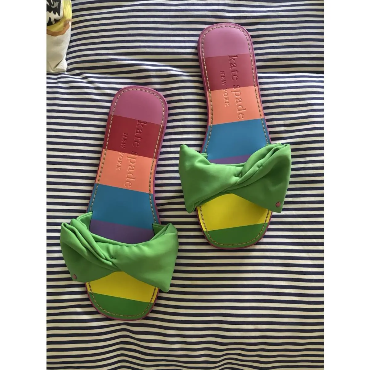 Bikini Neoprene Kate Spade Sandals Sliders Green New 9