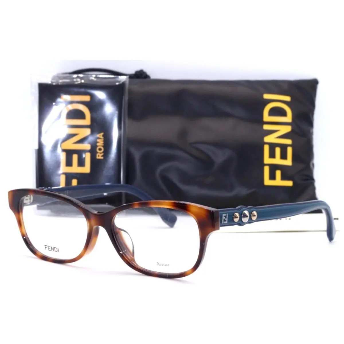 FF0281/F 086 Havana/blue Temples Authentc Eyeglasses Frame 52-15 by Fendi