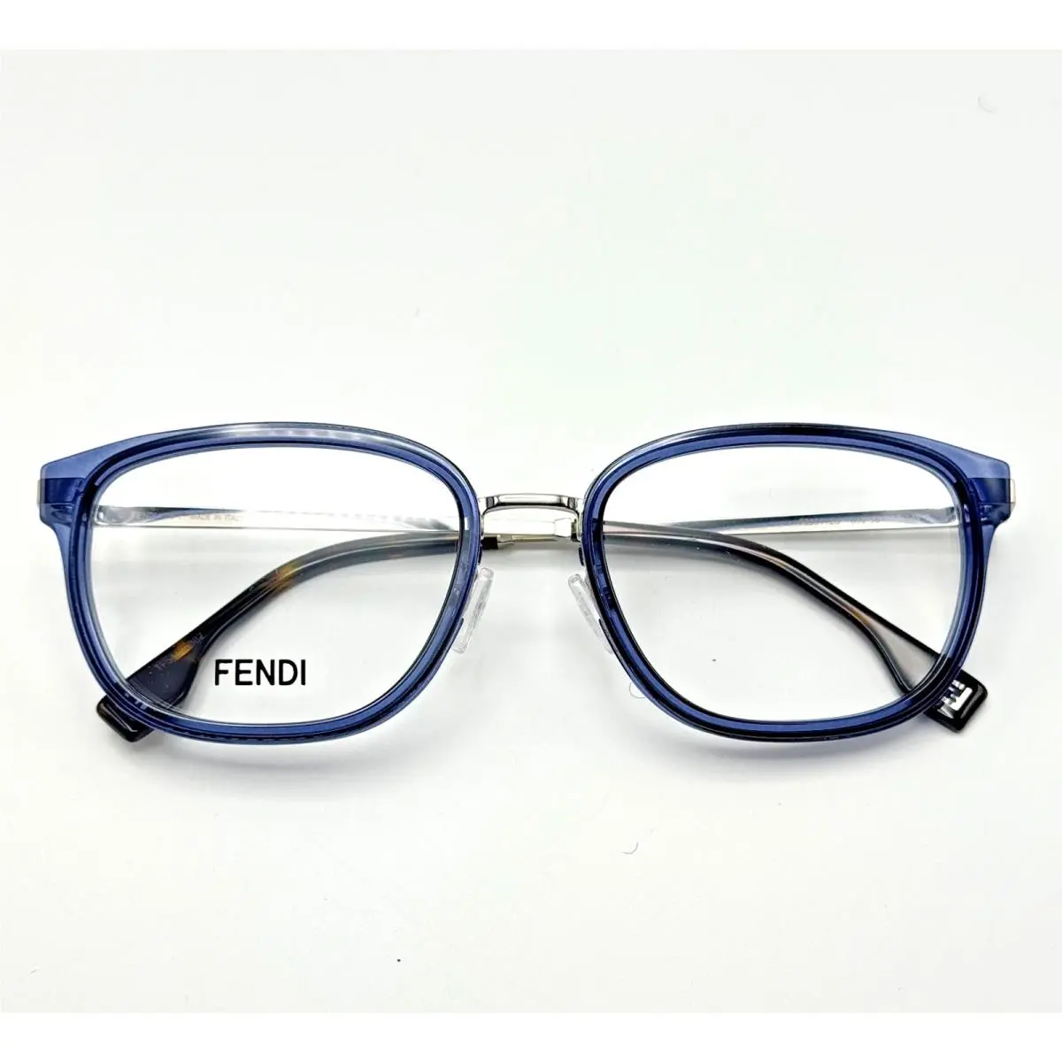 Eyeglasses Frame Travel FE50112U 090 Blue Silver Rectangle 55-19-145 by Fendi
