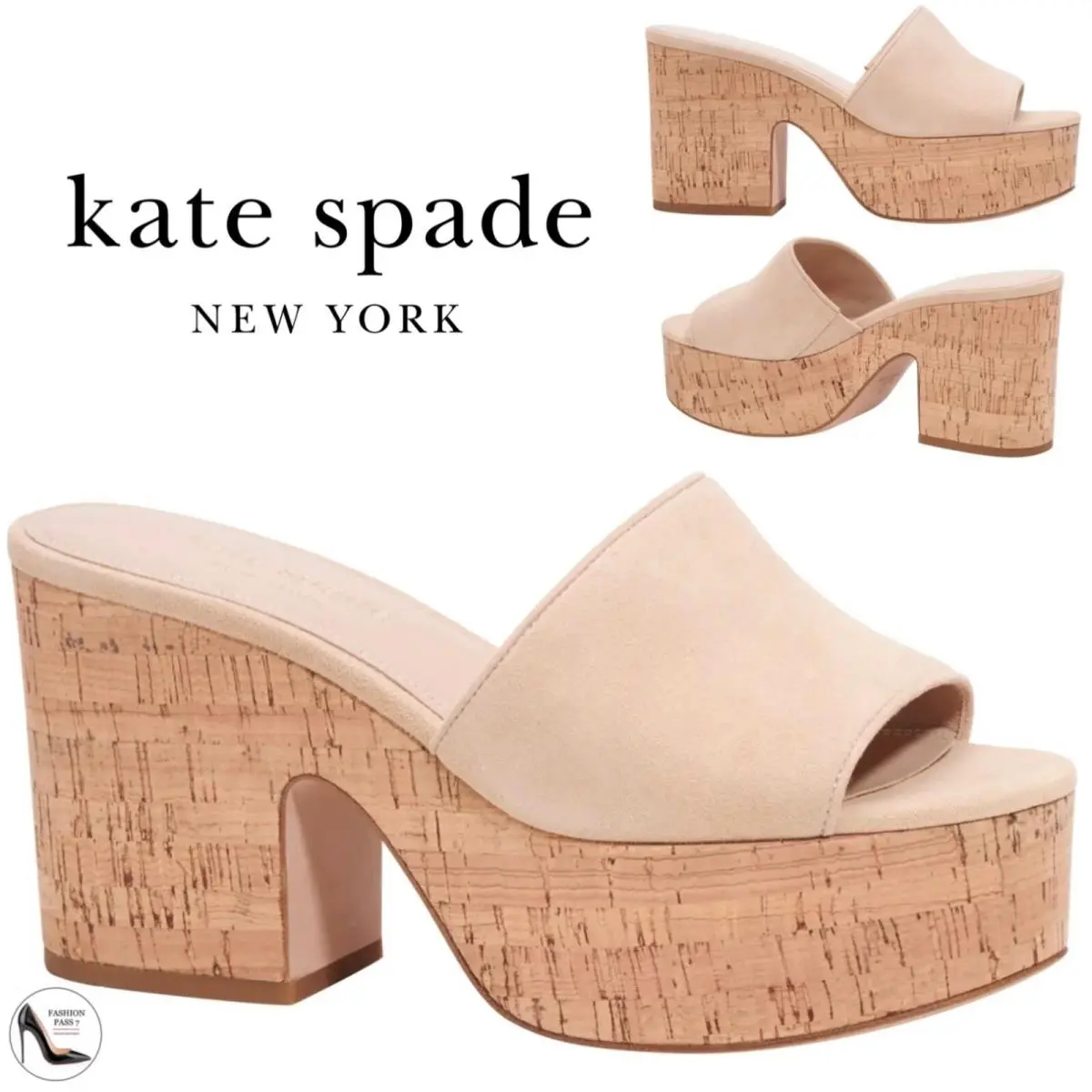 Kate Spade Ibiza Suede Straps Slip On Platform High Heel Mule Sandals 8