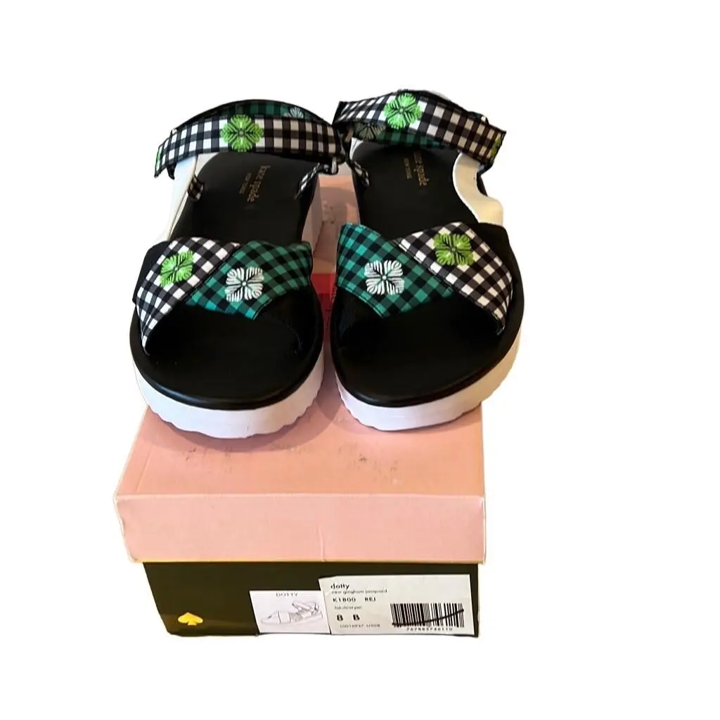 Kate Spade Dotty Gingham Platform Sandal SZ 8
