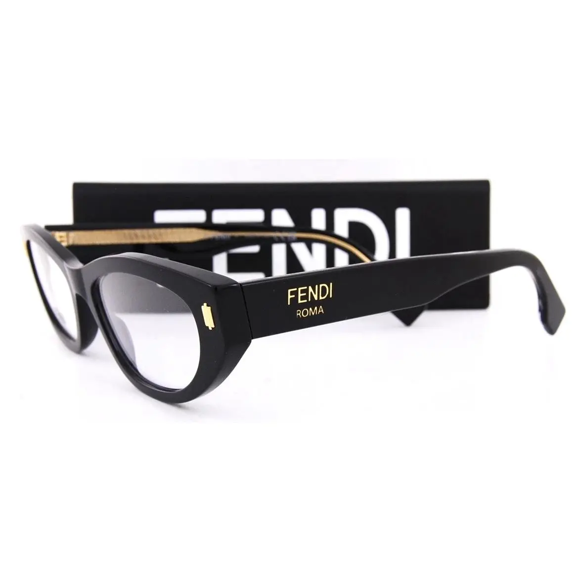Eyeglasses Roma FE50119I 001 Shiny Black /gold Accents 53-17 by Fendi