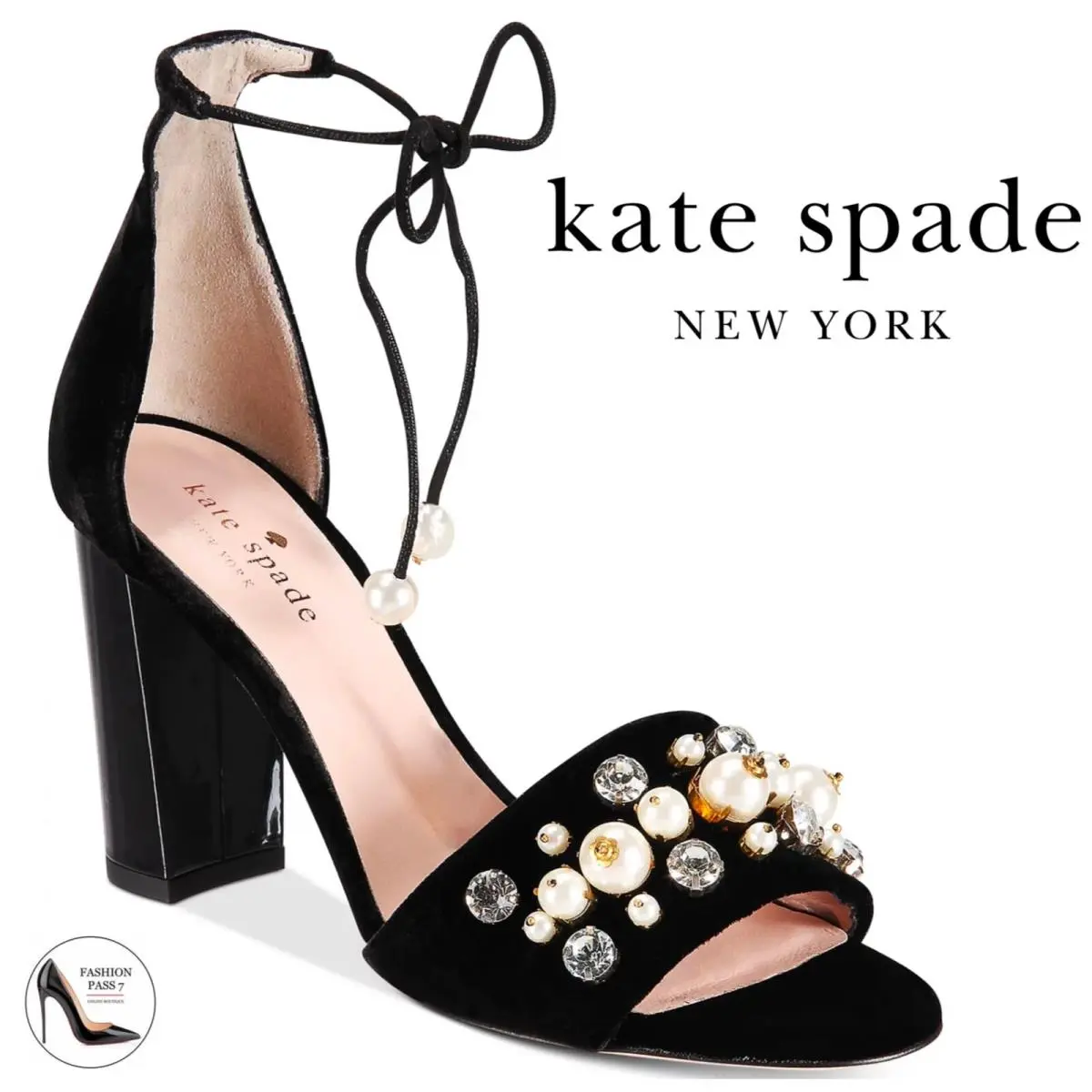 Kate Spade Women’s Velvet Iverna Embellished Heel Sandals N4736 Size 9.5 M