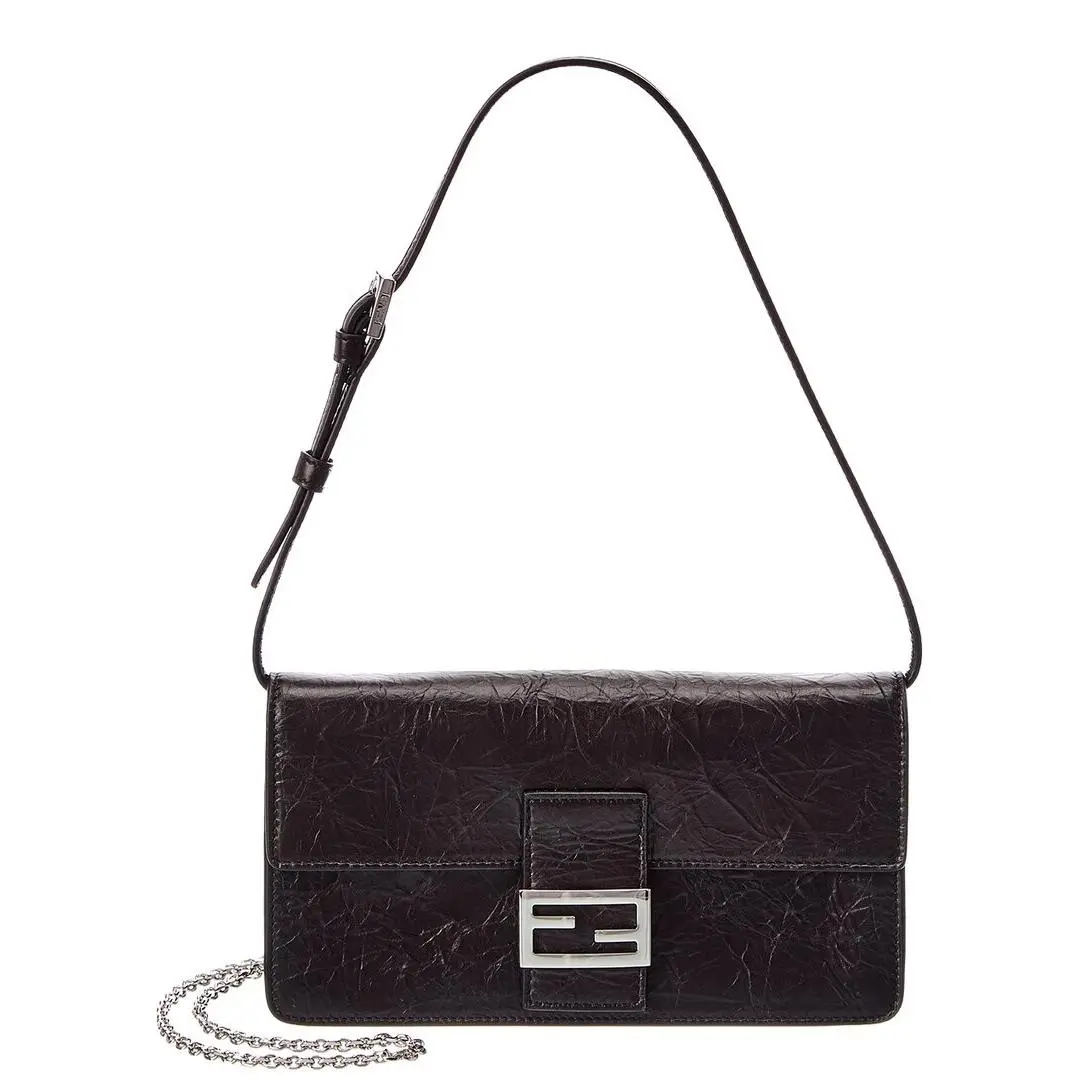 Tube Leather Wallet On Chain Women`s Black Os by Fendi