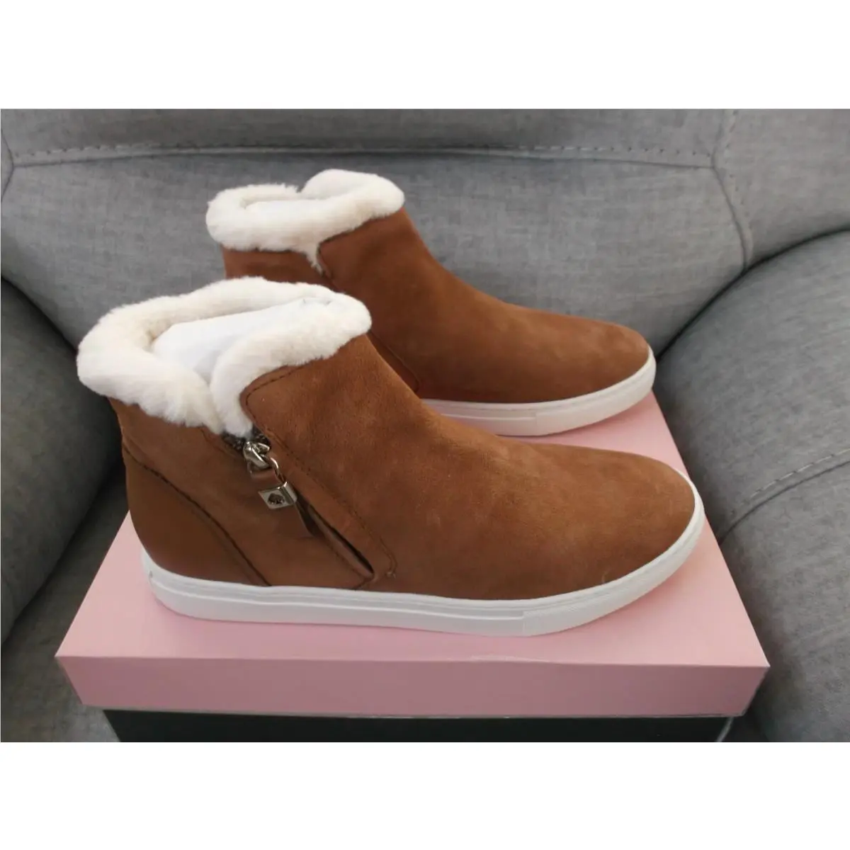 Kate Spade Harper Winter Sneakers KA169 Warm Gingerbread - Fur Lined - Size 8.5