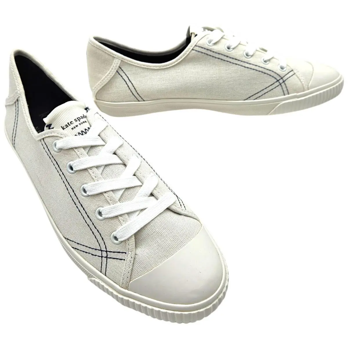 Kate Spade New York Tennison Women`s White Cap Toe Canvas Trainers - Size 9.5B