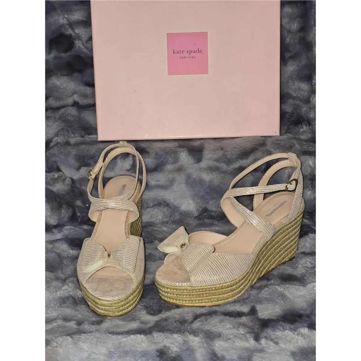 Kate Spade Thelma Blush Espadrille Wedge Platform Sandals SZ 9
