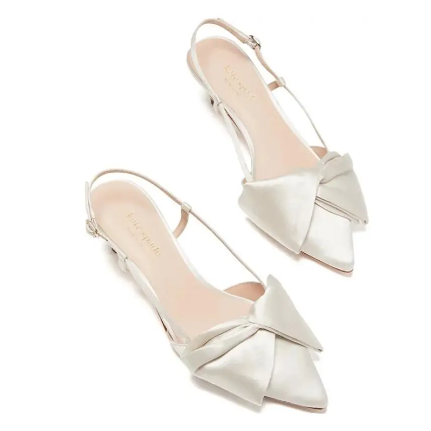 Kate Spade New York Marseille Kitten Heel Pointed Toe Dress Pumps Ivory 10M