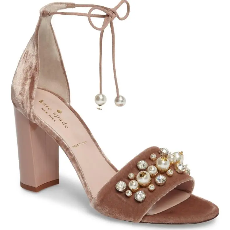 Kate Spade Women’s Velvet Iverna Embellished Heel Sandals D4034 Size 9.5 M