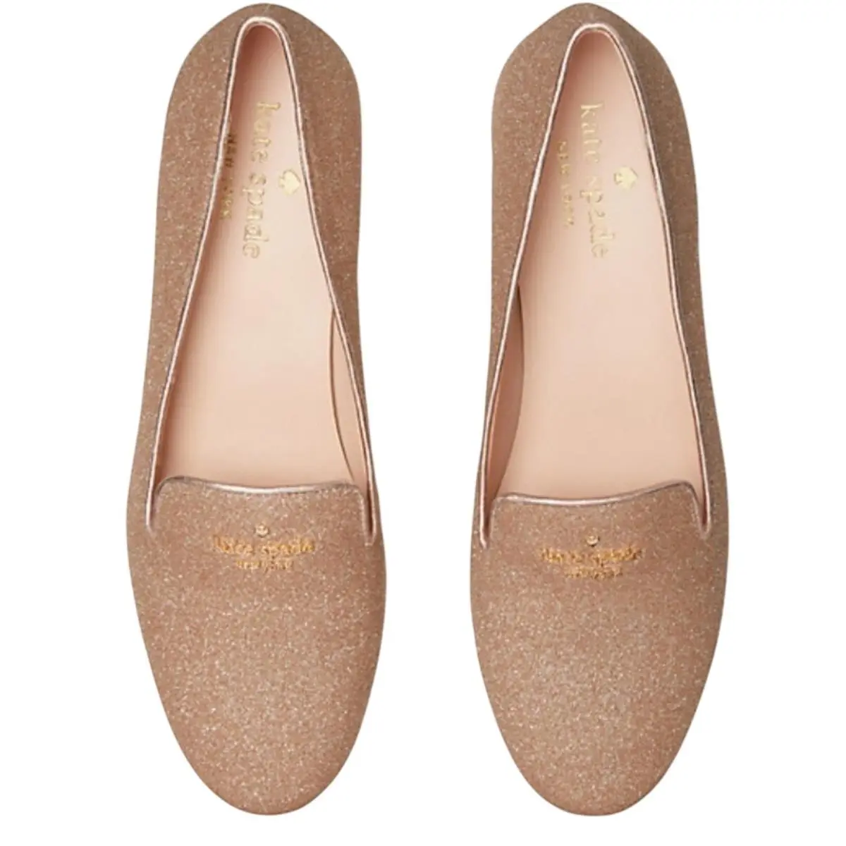 Kate Spade Dress Shoes Flats Size 10 Glitter Rose Gold Claudia