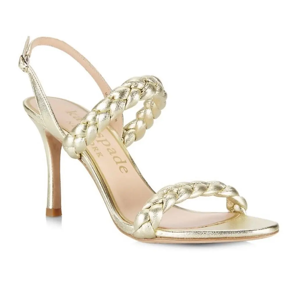 Kate Spade York Saffron Metallic Leather Slingback Sandals Pale Gold 10B