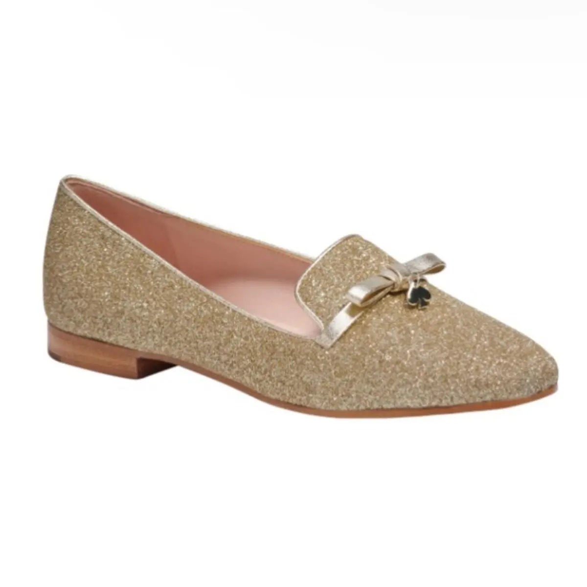 Kate Spade York Womens 6 Georgia Glitter Loafer in Pale Gold