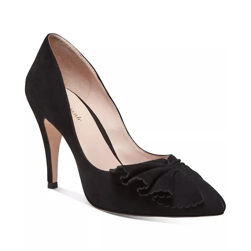 Kate Spade New York Pump Alessia Black Suede Heeled Sandals Sz 9M