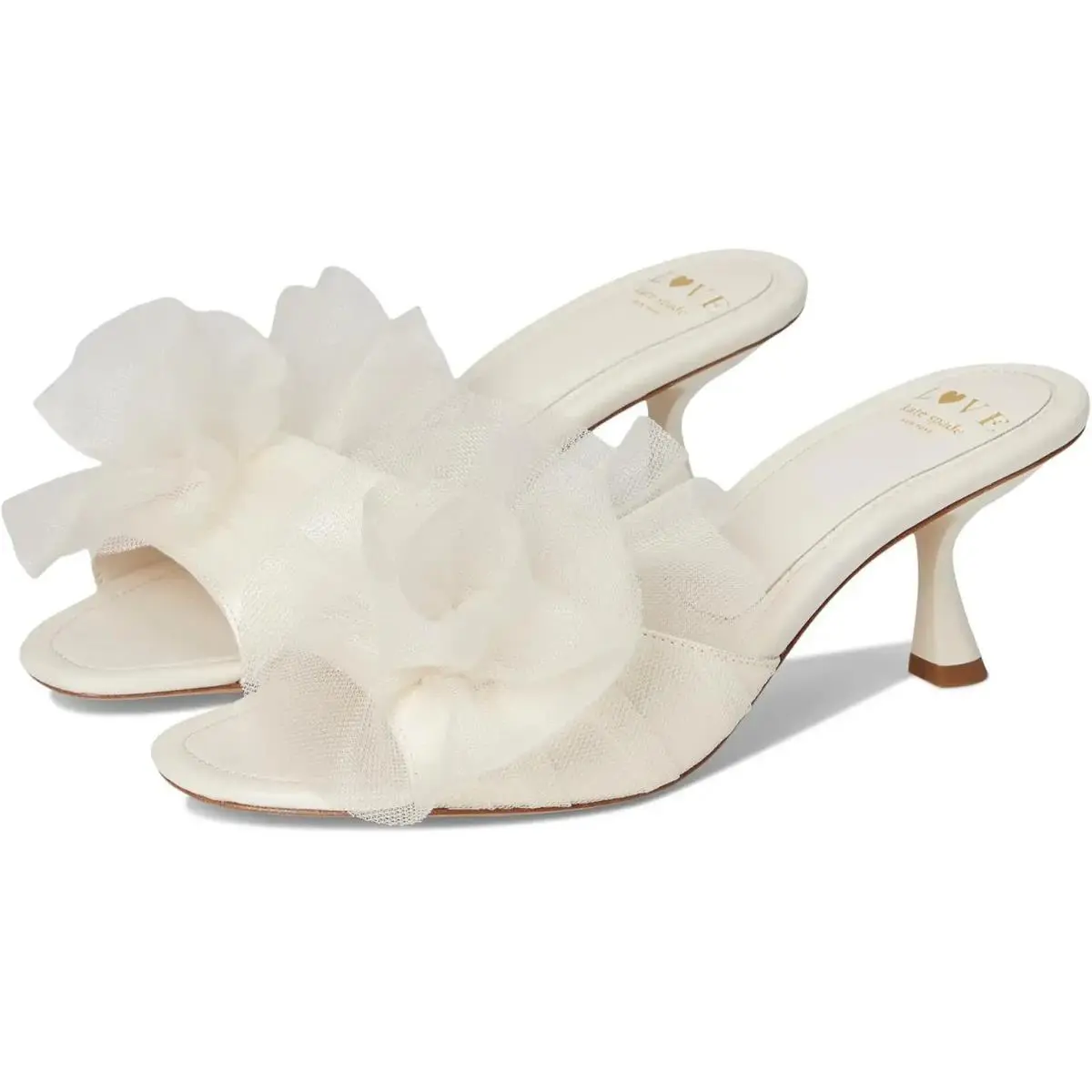 Kate Spade Flourish Floral Tulle Heeled Sandals Cream Size 9 B
