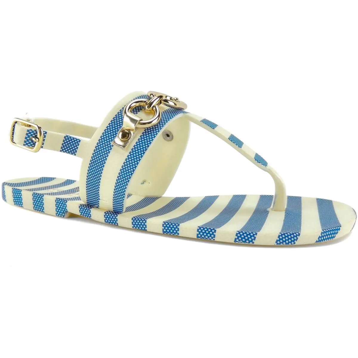 Kate Spade New York Women`s Polly Blue/cream Striped Sandals Size 5 M