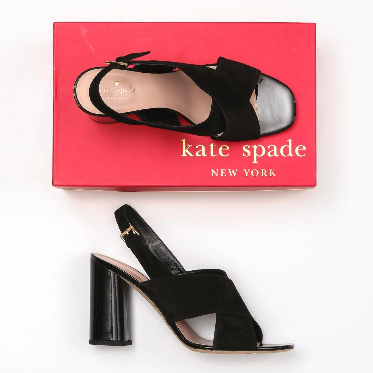 Kate Spade Christopher Black Kid Suede/patent Heels Size 11