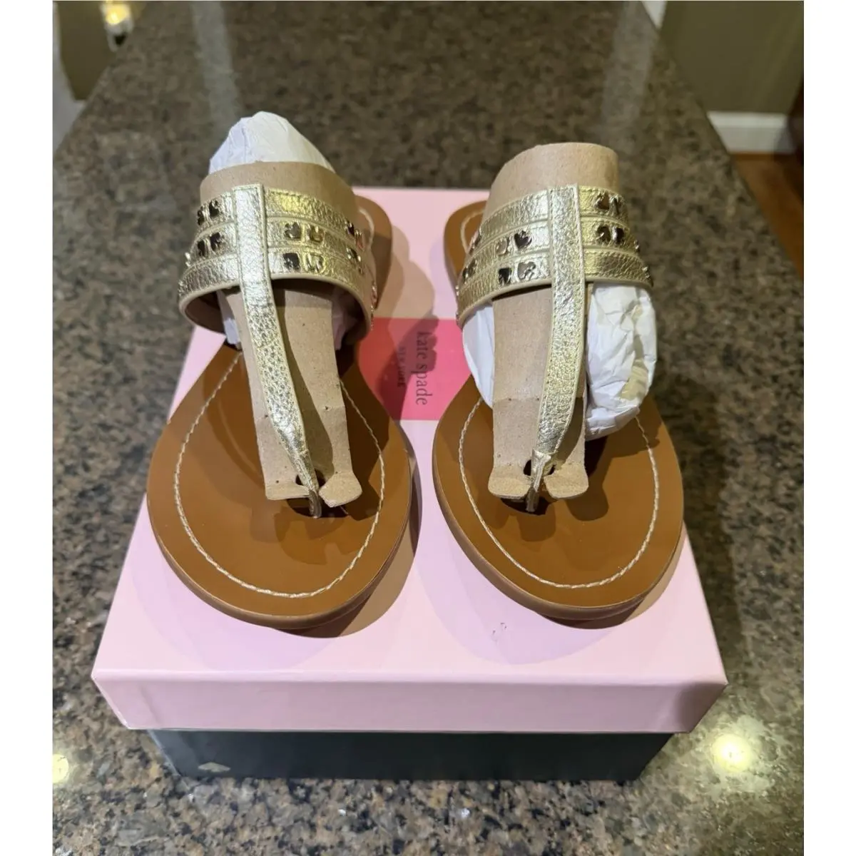 Kate Spade Carol Pale Gold Leather Sandals - Size 8.5