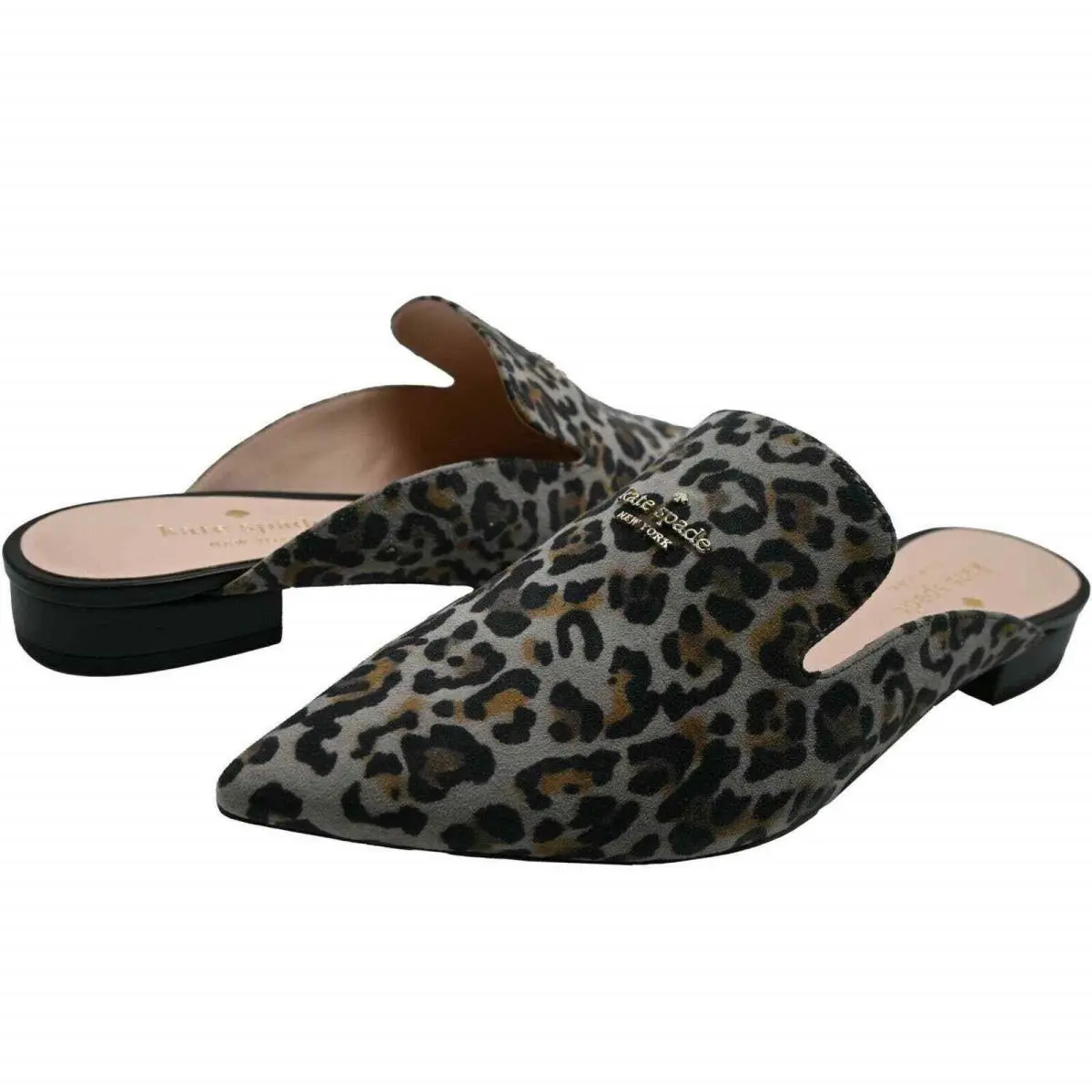 Kate Spade Women`s Loretta Leopard-print Suede Mules Slide Slip-on Size: 9