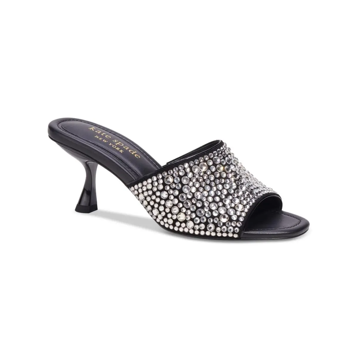 Kate Spade New York Womens Black Crystal Malibu Almond Slip On Sandals Shoes 5 B