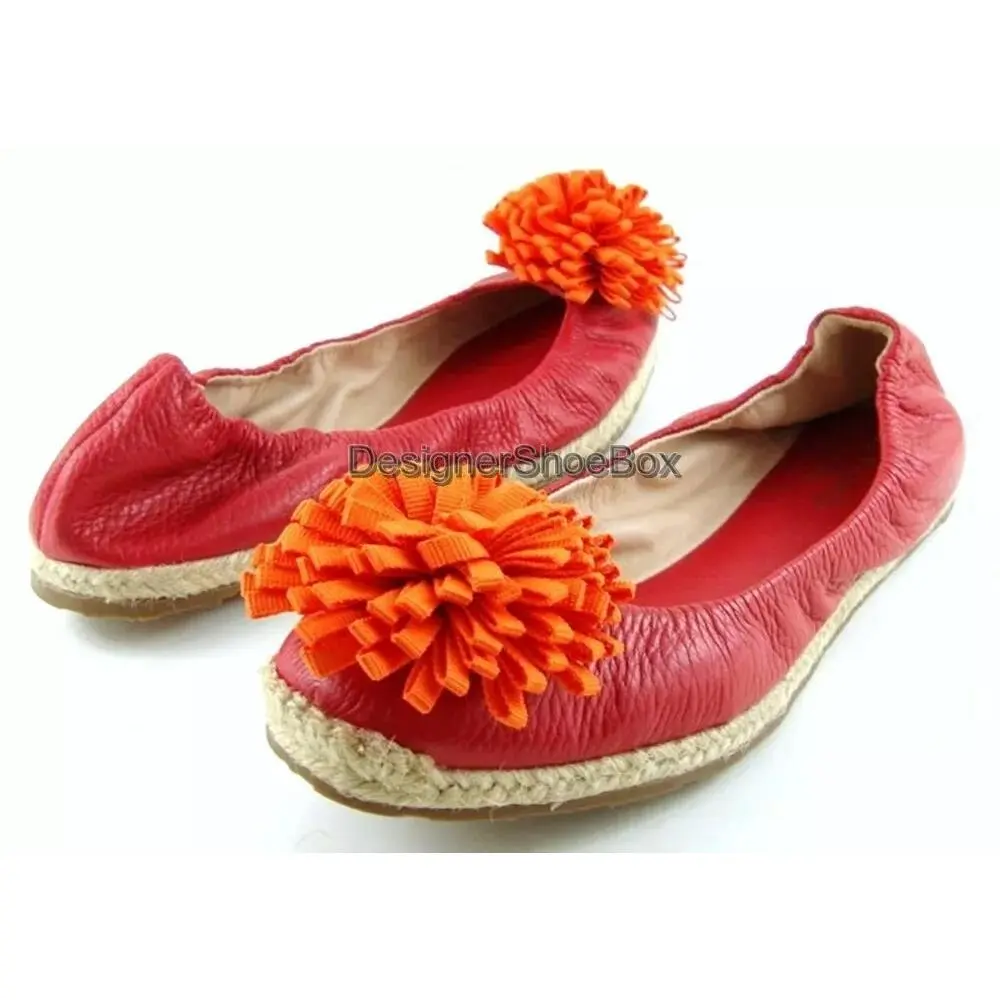 Kate Spade Vera Red Leather Designer Comfort Ballet Flats 7 Run Small
