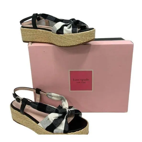 Kate Spade Betsy Sandal Black/cream New W/box Size 9.5 B