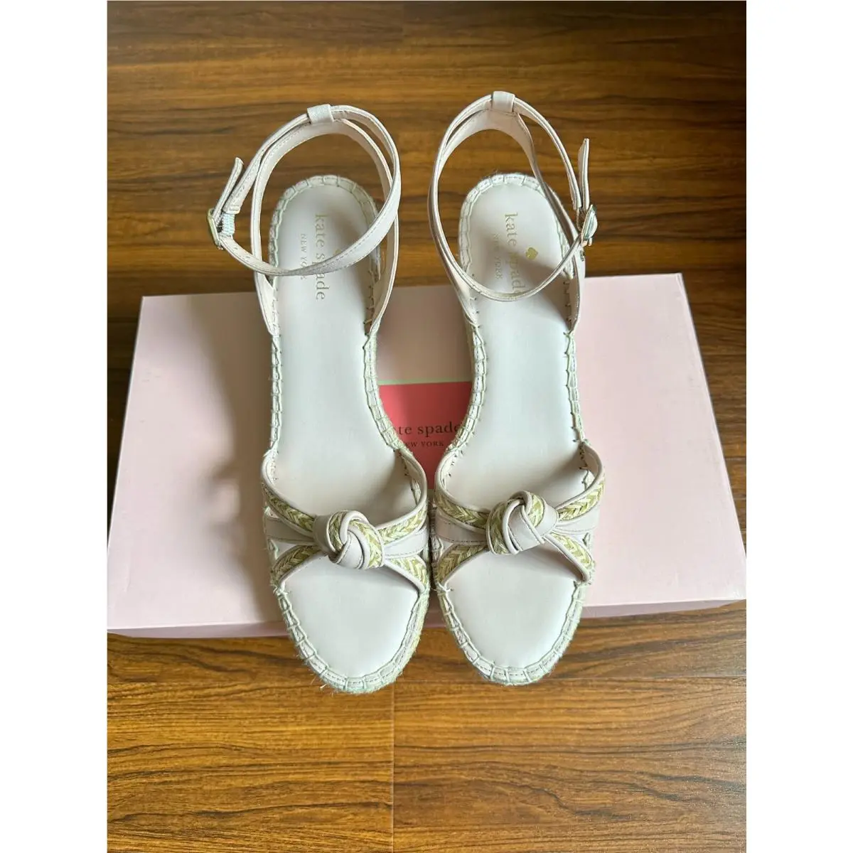 Kate Spade Tamara Knotted Wedge Espadrille Sandals Rose Smoke/natural Size10