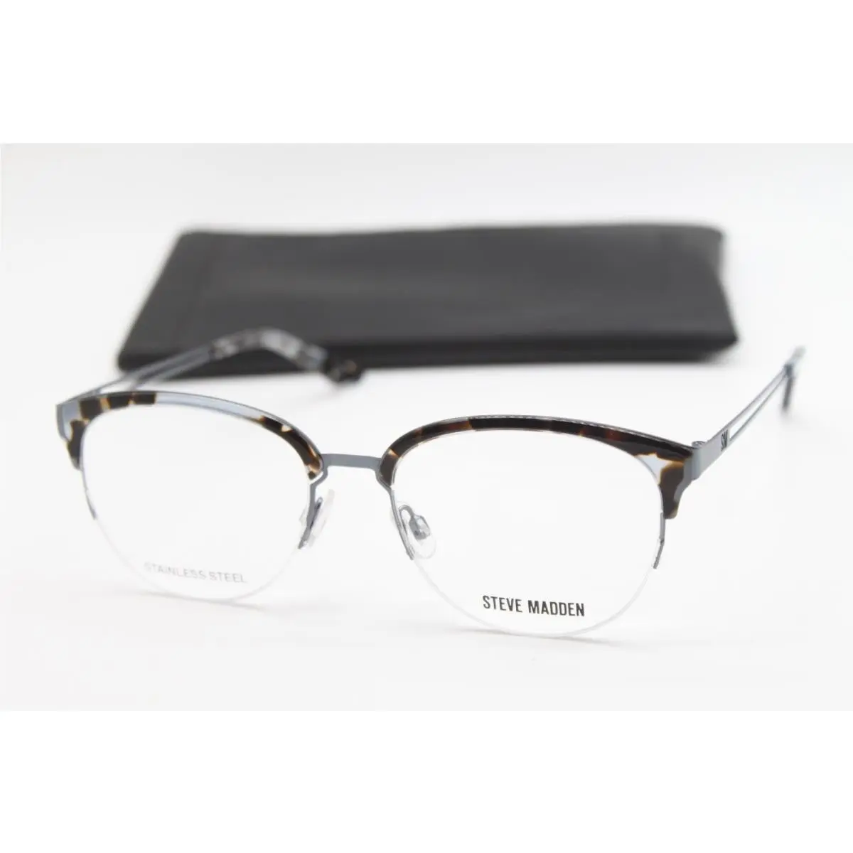 Nadia Blue Brown Tortoise Eyeglassges W/case 53-17 by Steve Madden