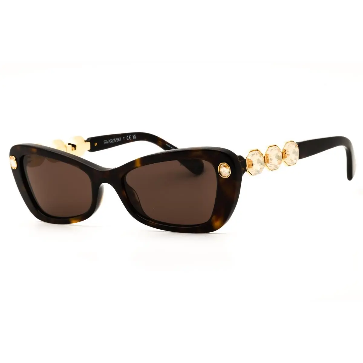 SK6033 100273 Sunglasses Dark Havana Frame Dark Brown Lenses 54mm by Swarovski