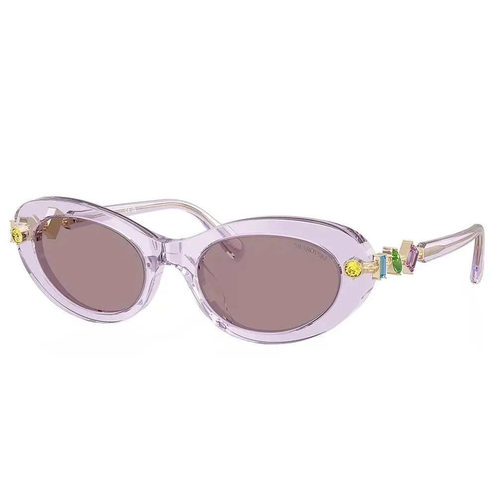 SK 6042 1079LA Transparent Lilac Plastic Oval Sunglasses Purple Lens by Swarovski