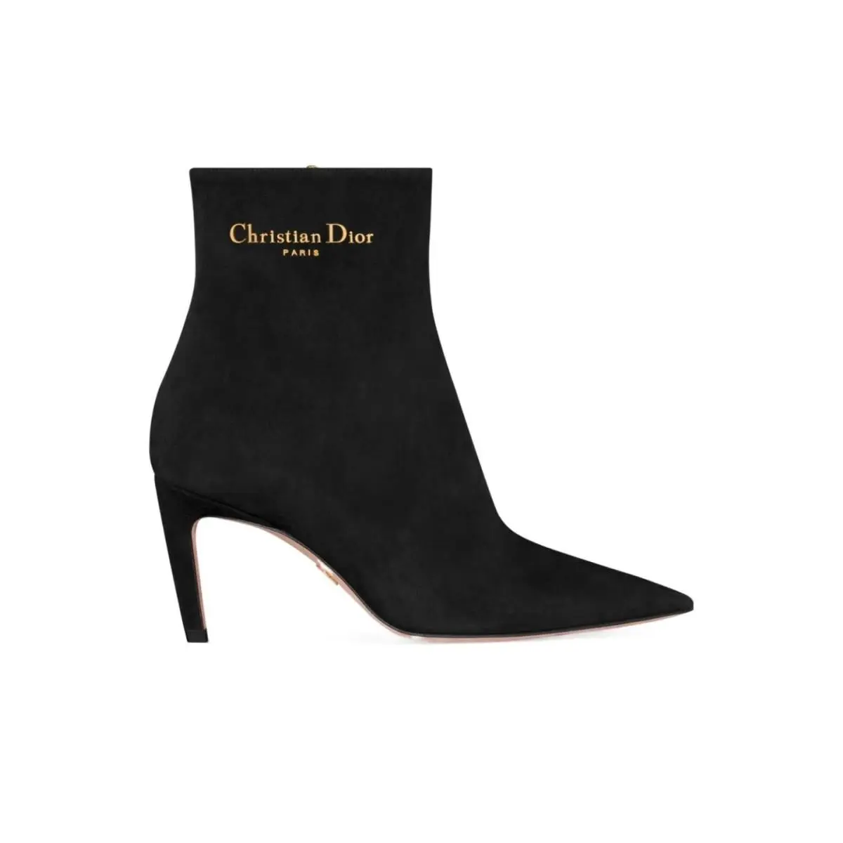 Dior My Dior Signature Logo 80 Suede Low Ankle Boots Booties Heels Black