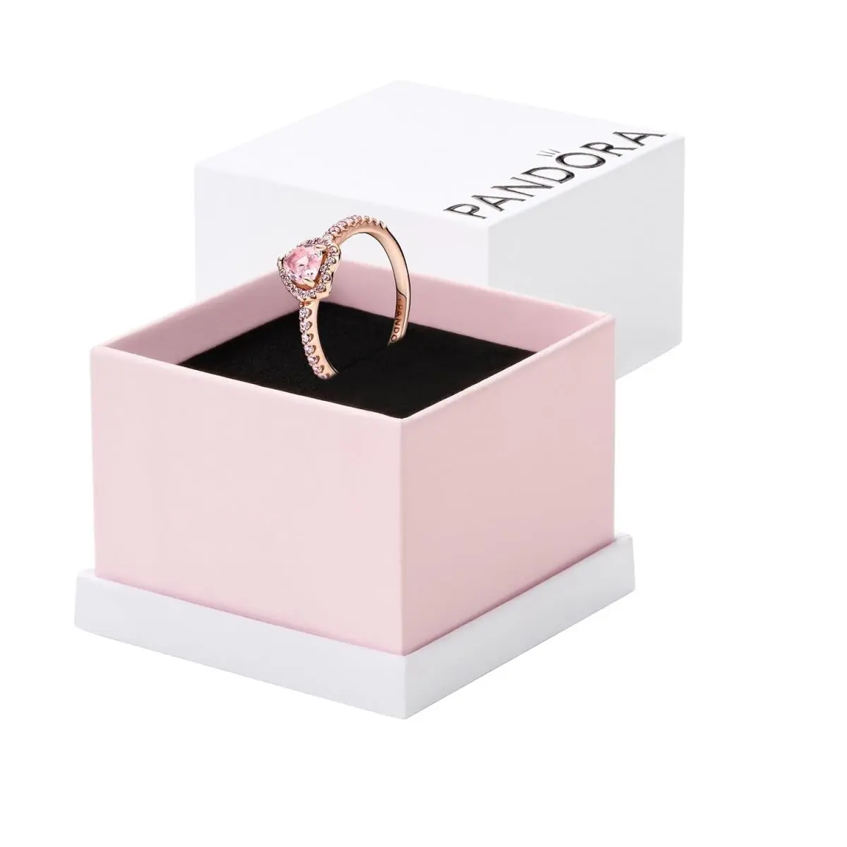 Rose Gold Elevated Heart Ring 7.5 Size Sterling Silver Heart Jewelry Pandora