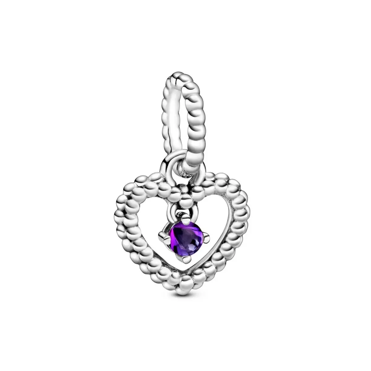Pandora Purple Beaded Heart Dangle Charm - 798854C03