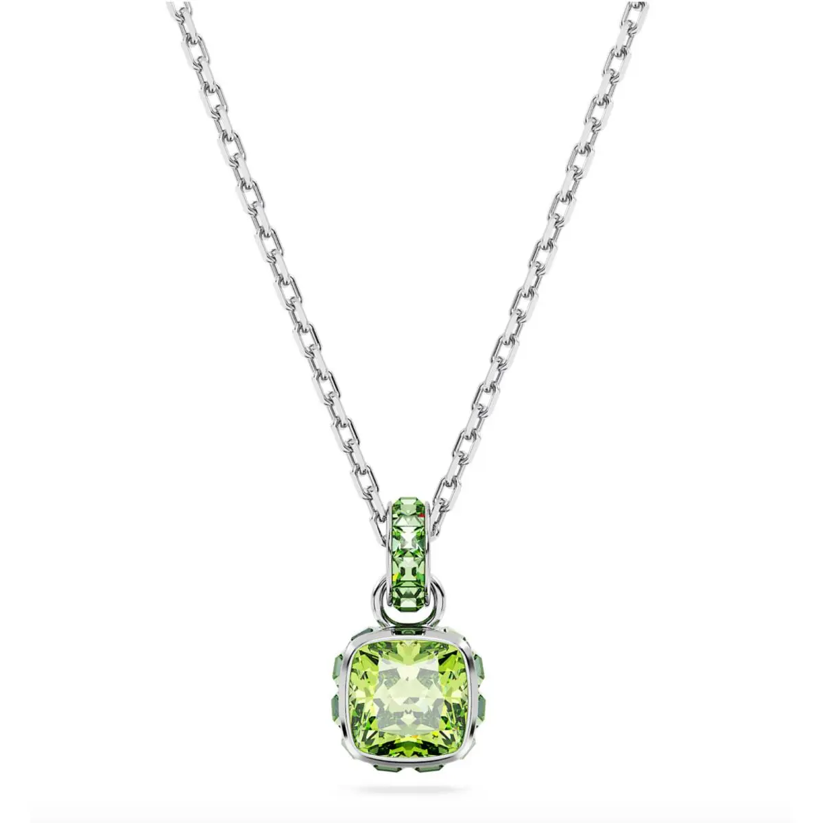 Pandora Swarovski August Birthstone Pendant Necklace Rhodium Plated Square Cut